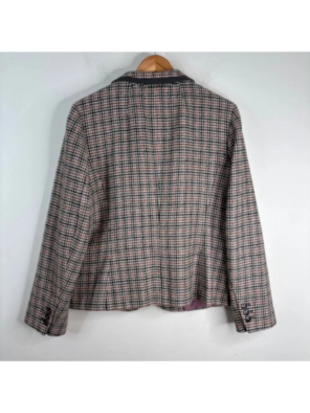 Talbots Houndstooth Wool Blend Blazer Pink Owl Lining Classic Plus 20W